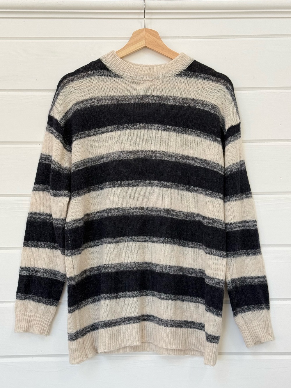Zara Alpaca Wool Blend Striped Oversized Sweater S